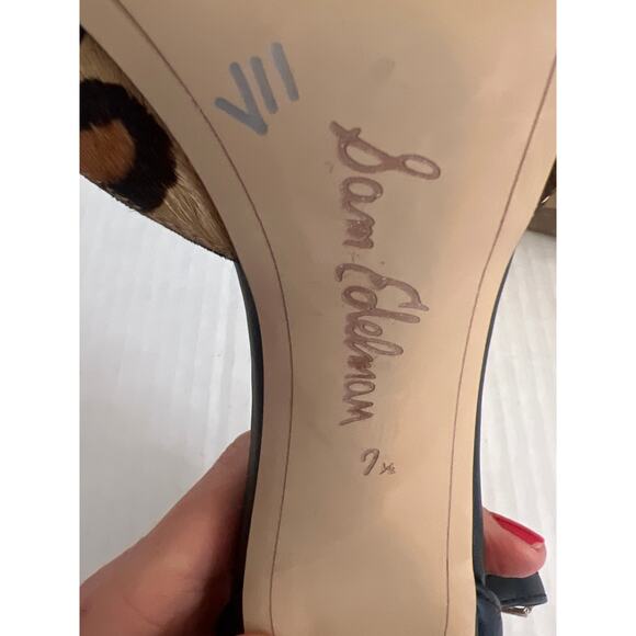 Sam Edelman Harlow leopard print ankle strap pumps size 7 1/2 - Picture 11 of 12